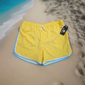 Hot Coals‎ Men’s Swim Shorts L Yellow Quick Dry UPF 50 Side Pocket Mesh Lined